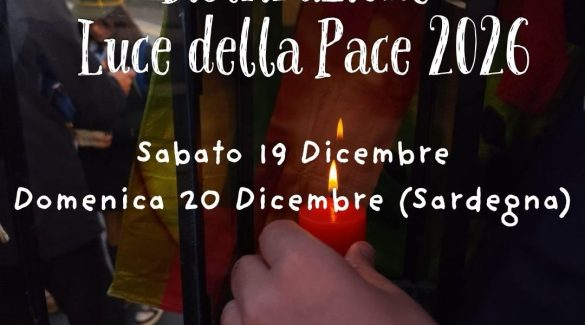 La distribuzione per l'Italia del Comitato Luce della Pace d Betlemme per il 2026 è prevista per sabato 19 dicembre (domenica 20 dicembre per la Sardegna)